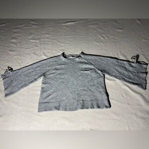 ESQUALO Wool Alpaca Soft Gray Boxy Knit Top with Tie Accents Sleeves